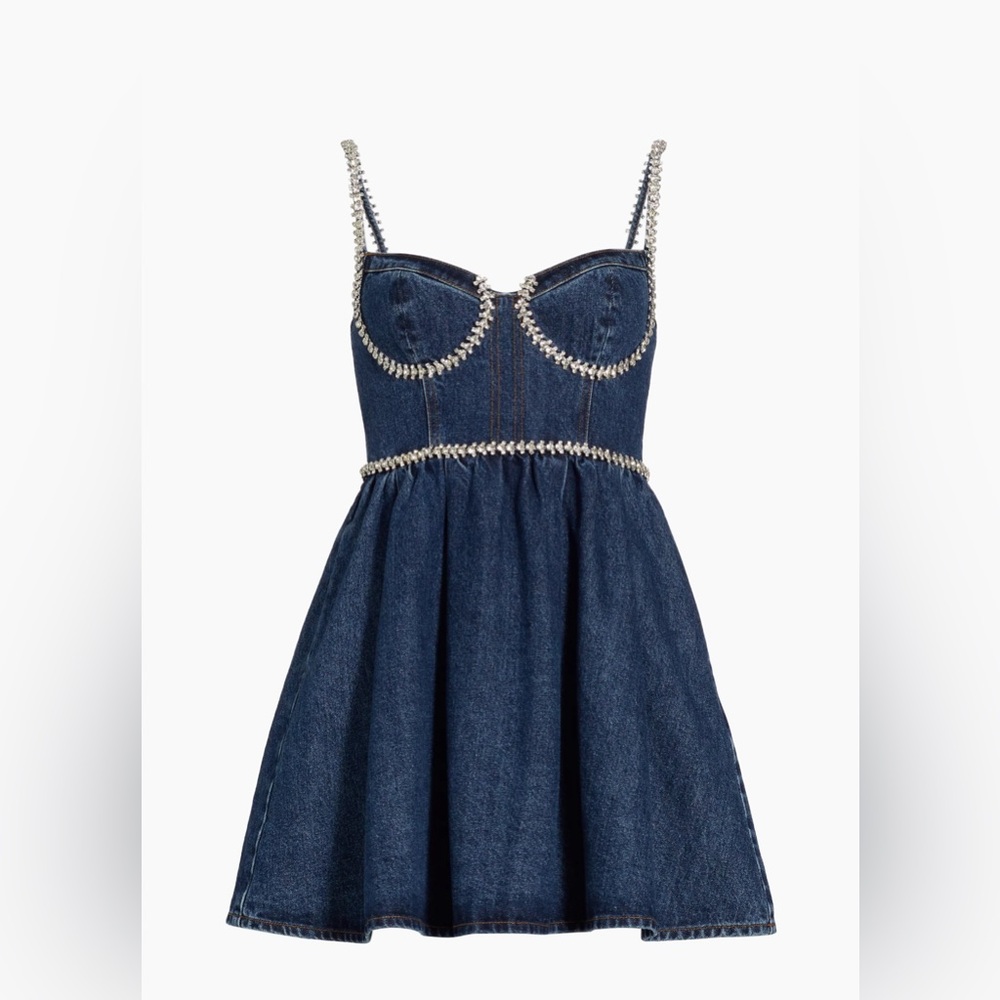 Self-Portrait
Denim Crystal-Embellished Minidress